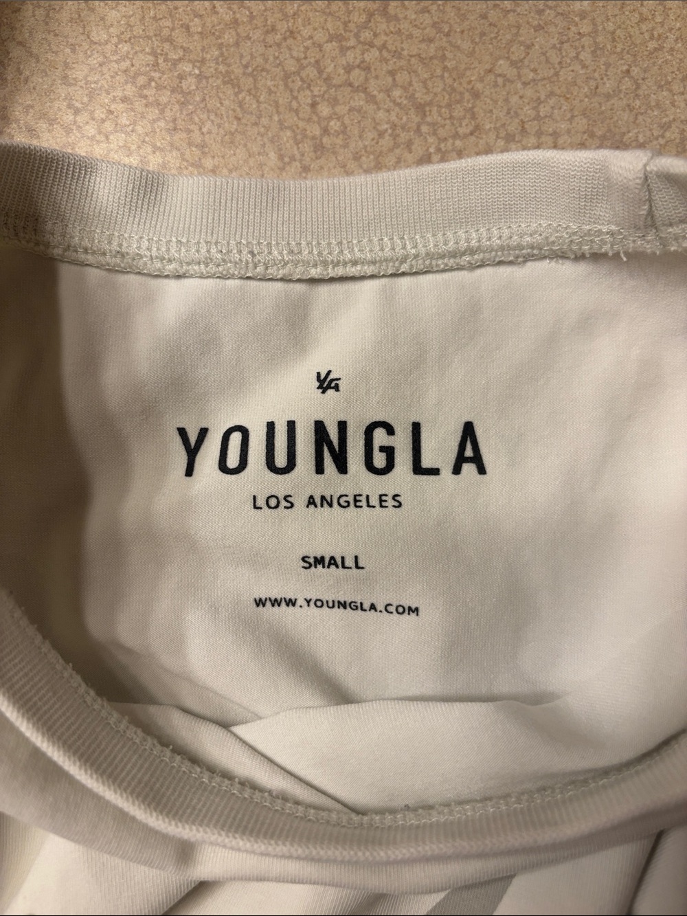 YoungLA Cream Short Sleeve Script Logo Tee - Picture 3 of 4